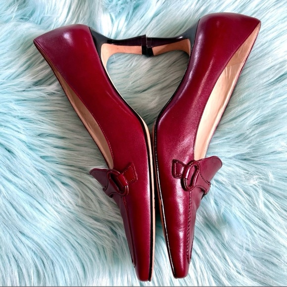 ⭐️ Antonio Melani Vintage Burgundy LEATHER Kitten Heels Women’s 6 - Picture 9 of 13